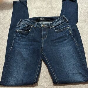 Long Tall Sally Silver dark wash skinny jeans. 28 inch waist, 37 inch inseam